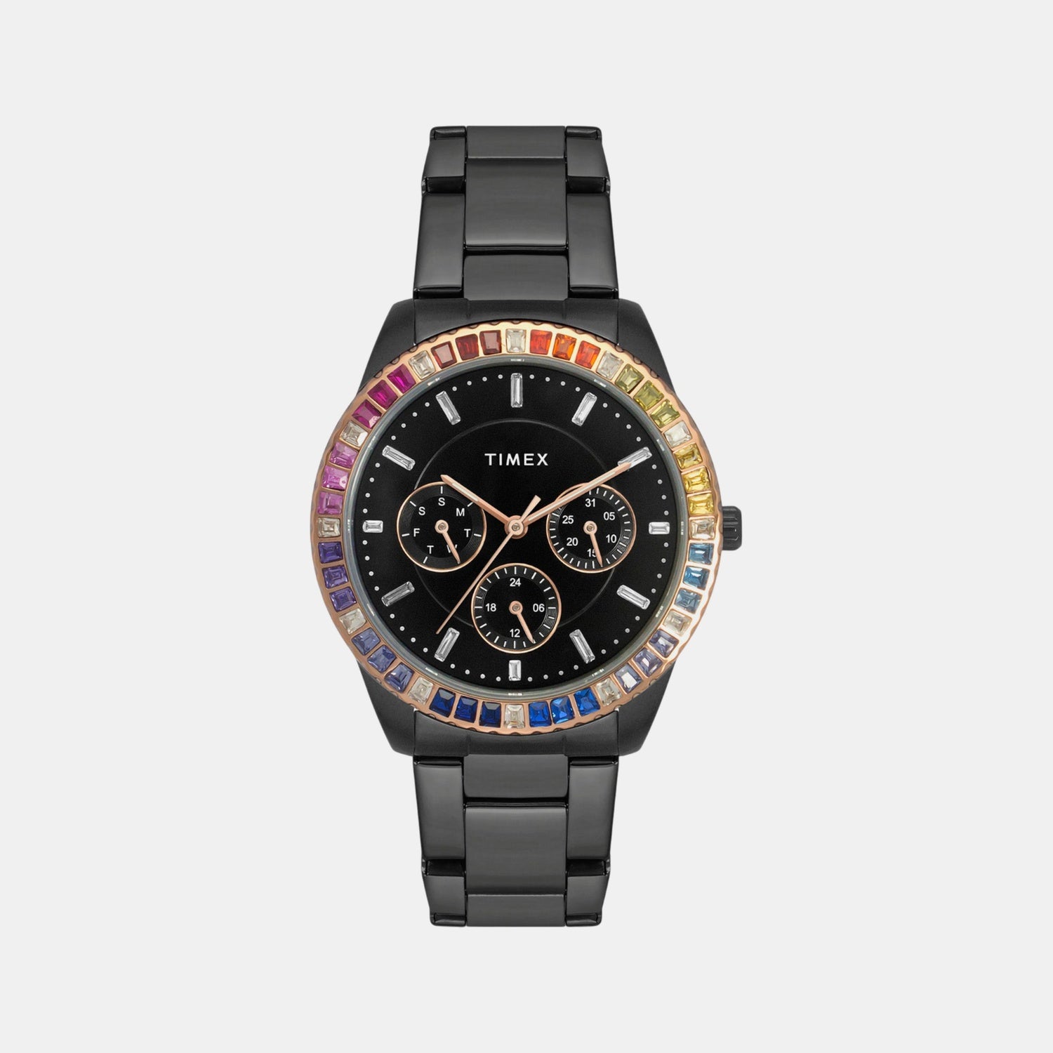 E Class Women Quartz Black Dial Chronograph Stainless Steel Watch TWEL16804