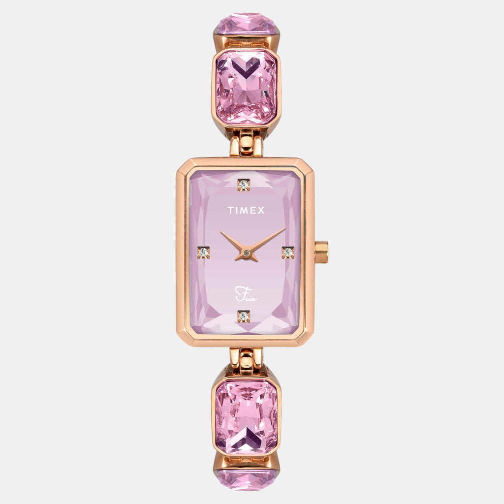 Fria Women Quartz Pink Dial Analog Brass Watch TWEL16906