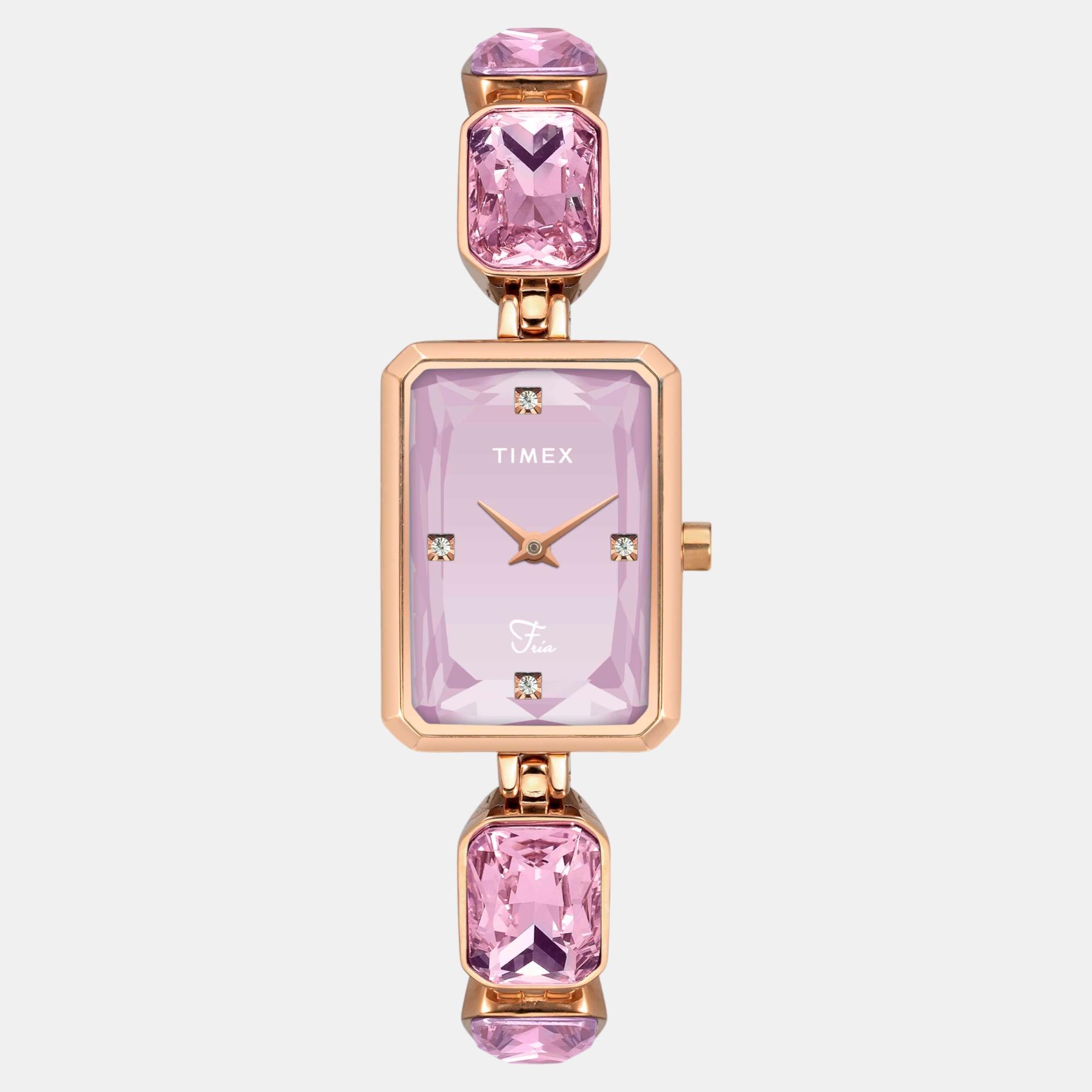 Fria Women Quartz Pink Dial Analog Brass Watch TWEL16906