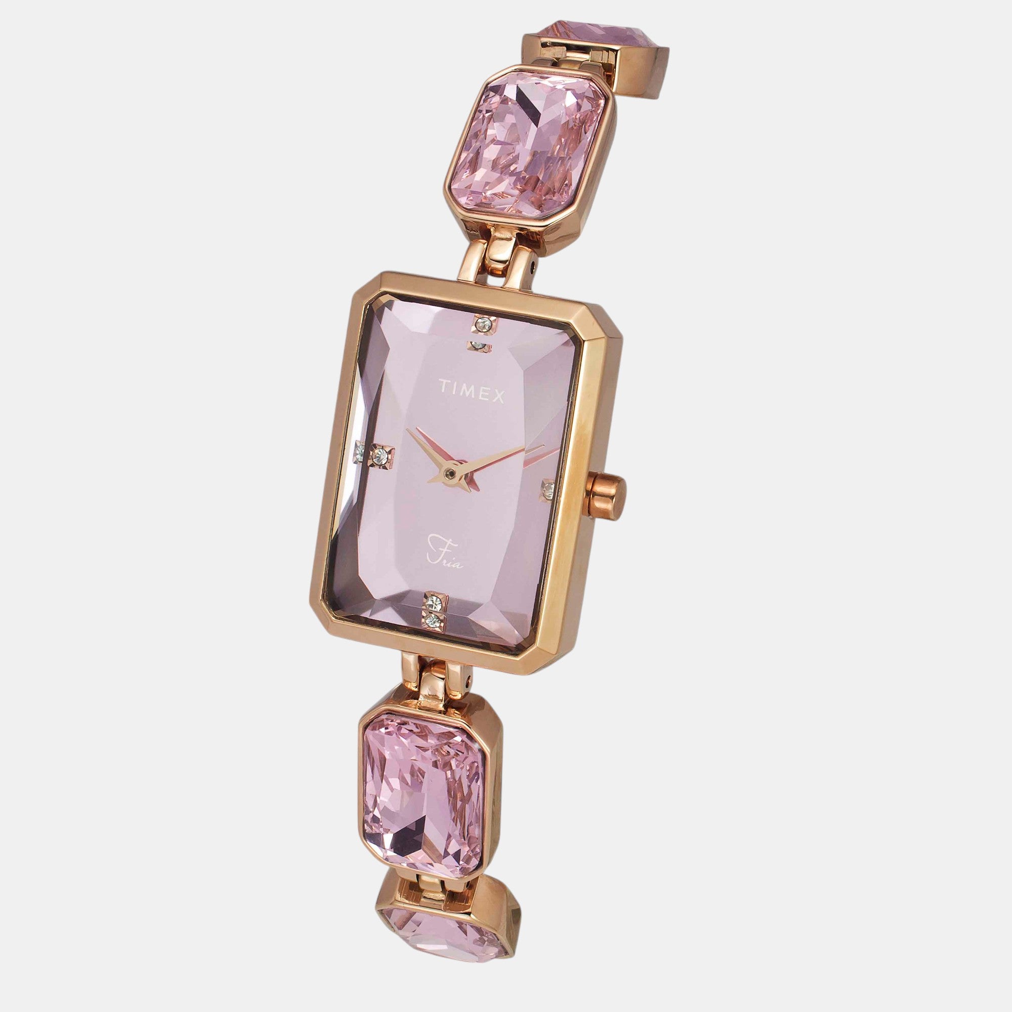 Fria Women Quartz Pink Dial Analog Brass Watch TWEL16906