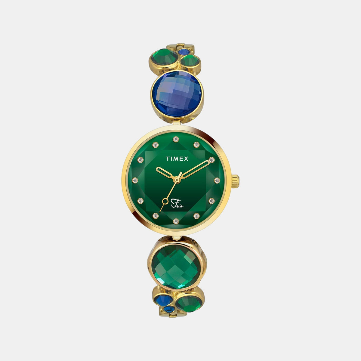 Fria Women Quartz Green Dial Analog Brass Watch TWEL17000