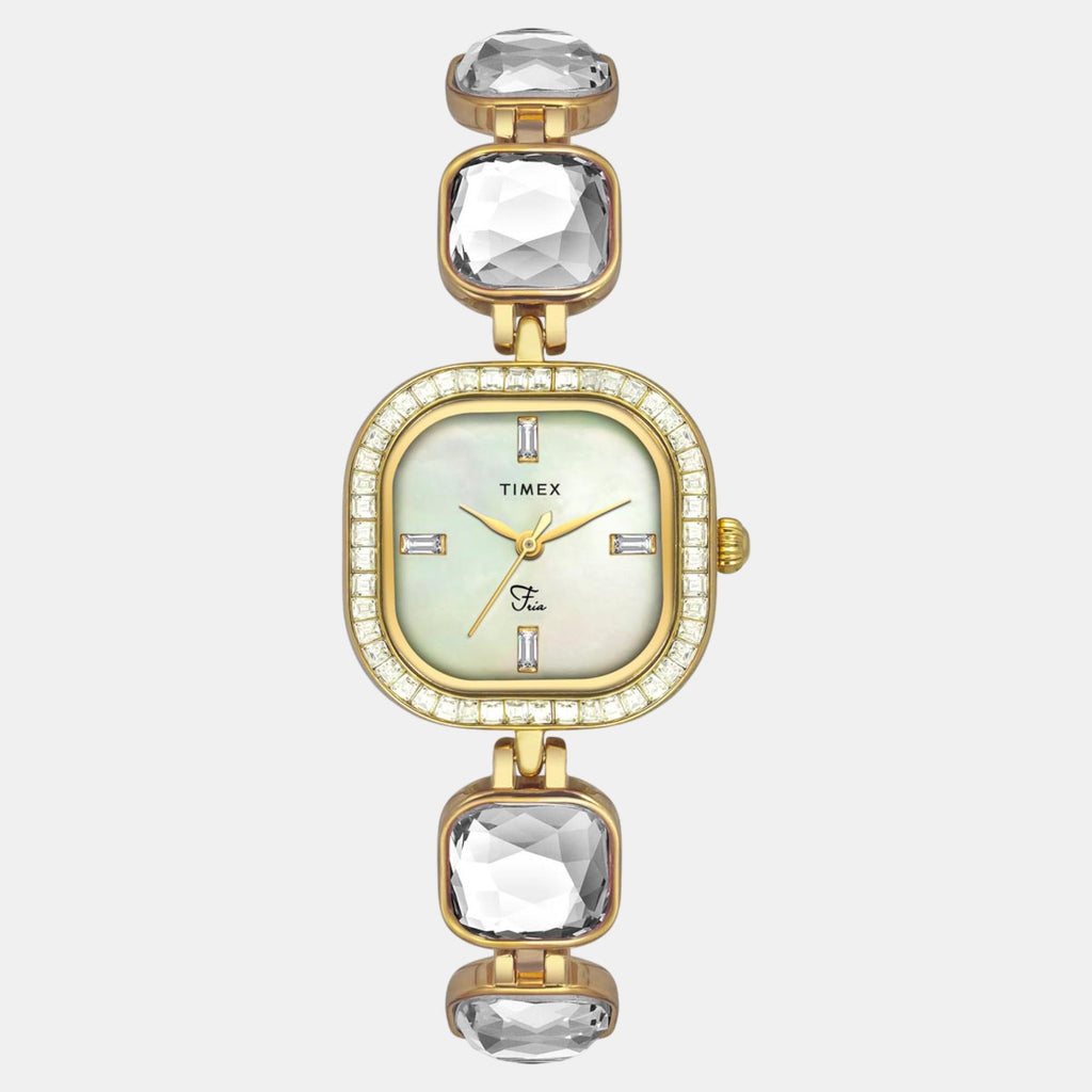 Fria Women Quartz Mother Of Pearl Dial Analog Brass Watch TWEL17106