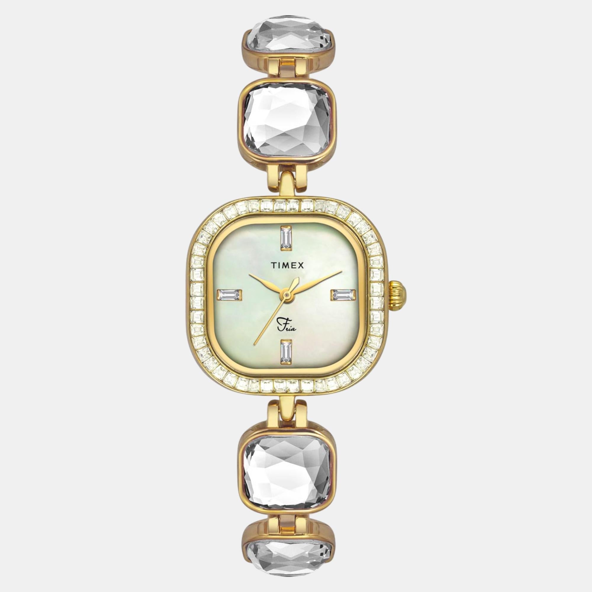 Fria Women Quartz Mother Of Pearl Dial Analog Brass Watch TWEL17106