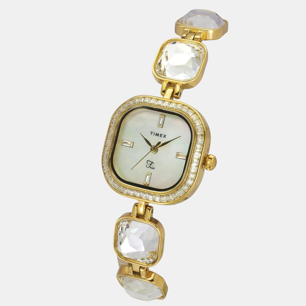 Fria Women Quartz Mother Of Pearl Dial Analog Brass Watch TWEL17106