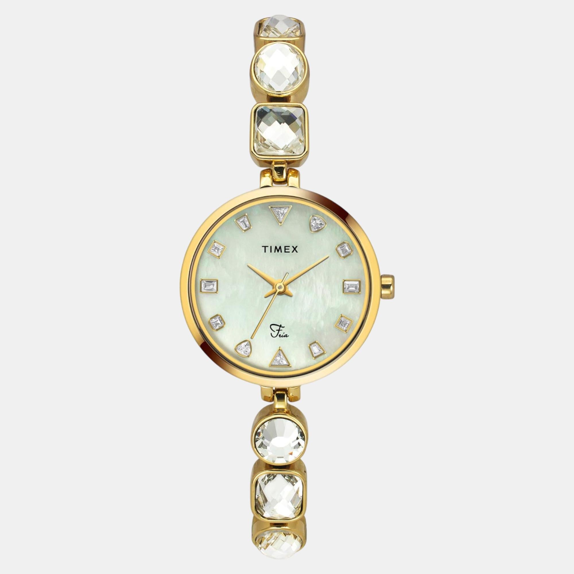 Fria Women Quartz Mother Of Pearl Dial Analog Brass Watch TWEL17304