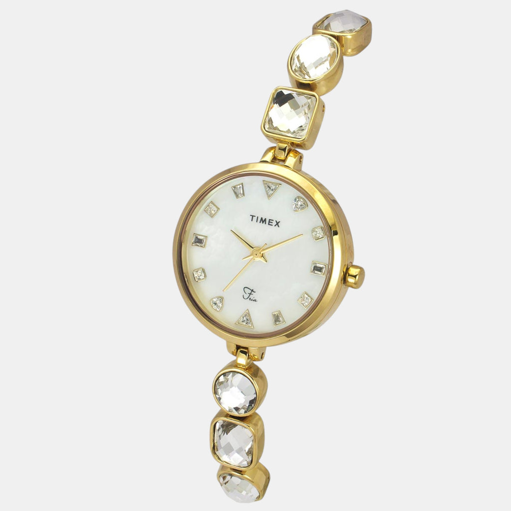 Fria Women Quartz Mother Of Pearl Dial Analog Brass Watch TWEL17304