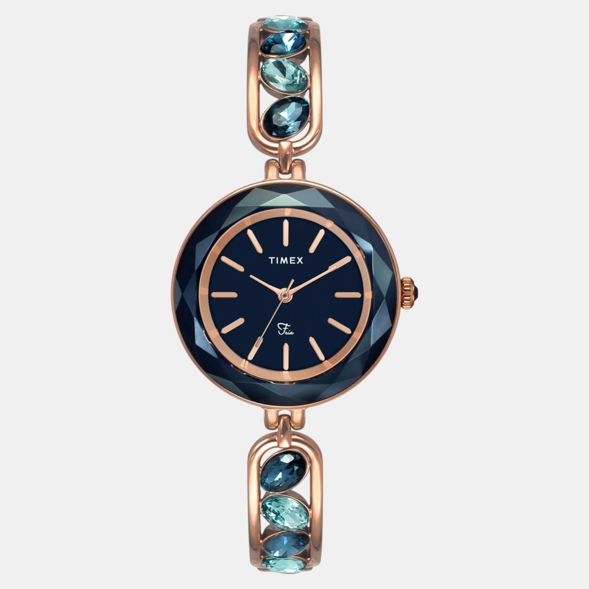 Fria Women Quartz Blue Dial Analog Brass Watch TWEL17604
