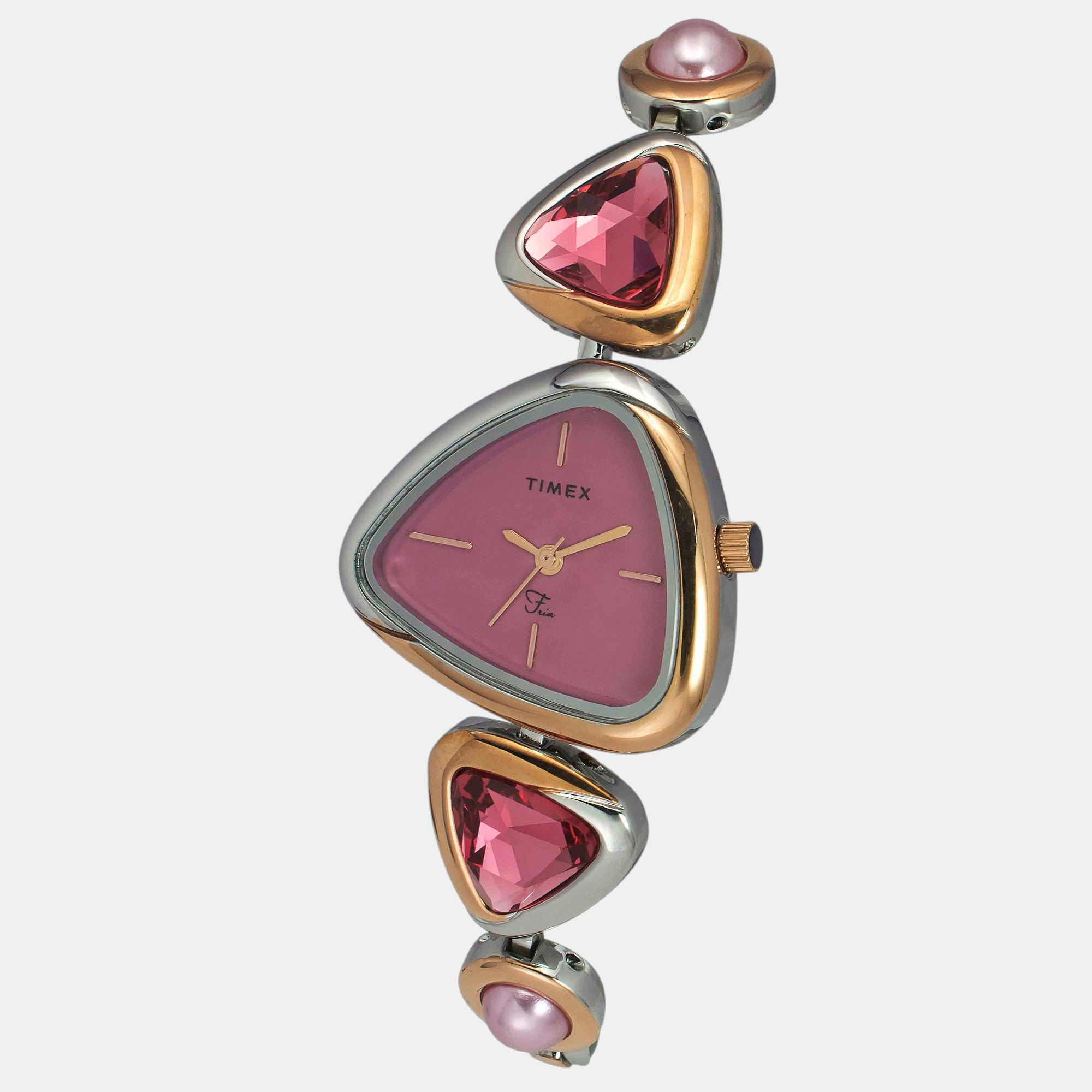 Fria Women Quartz Pink Dial Analog Brass Watch TWEL17700