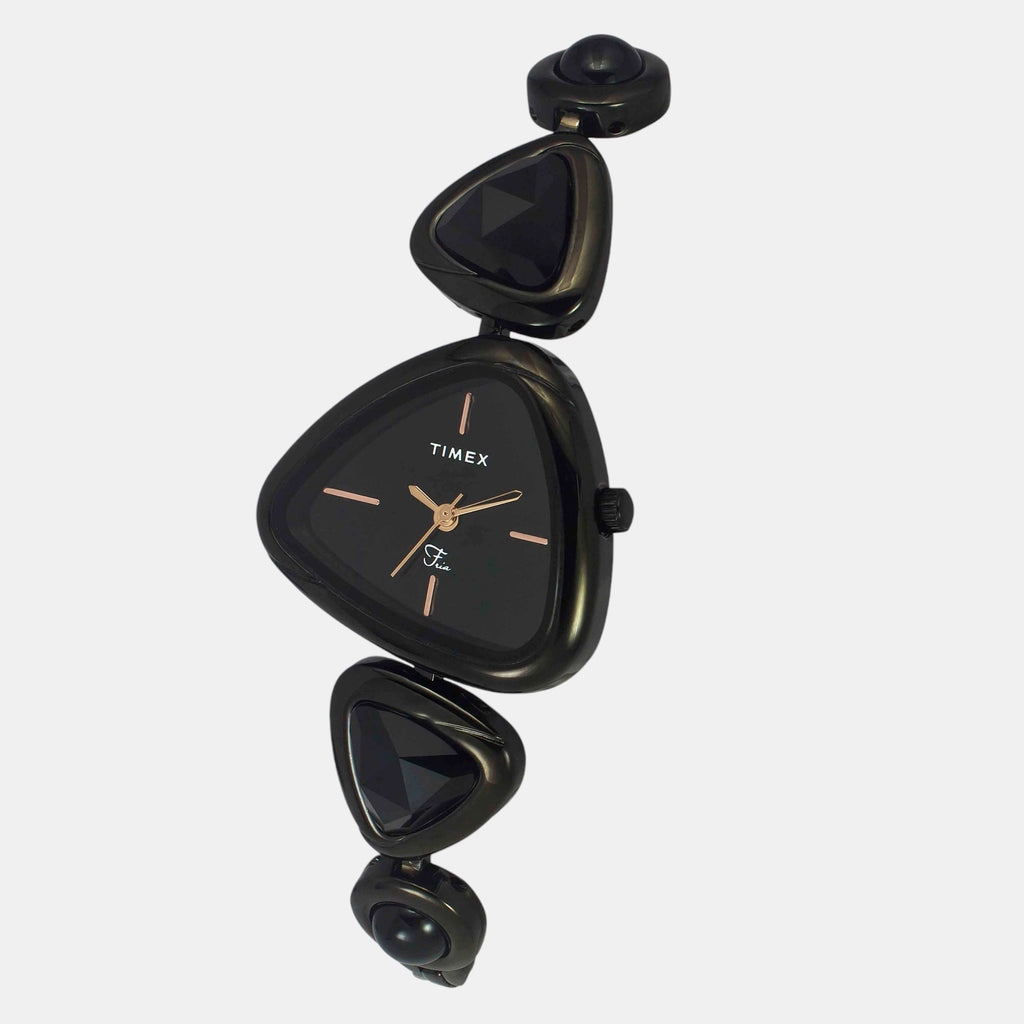 Fria Women Quartz Black Dial Analog Brass Watch TWEL17701