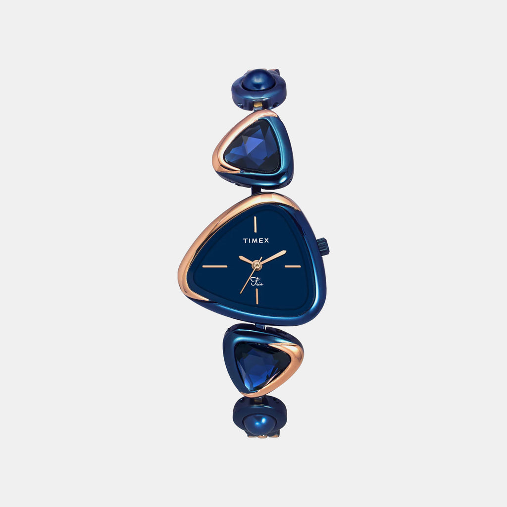 Fria Women Quartz Blue Dial Analog Brass Watch TWEL17702