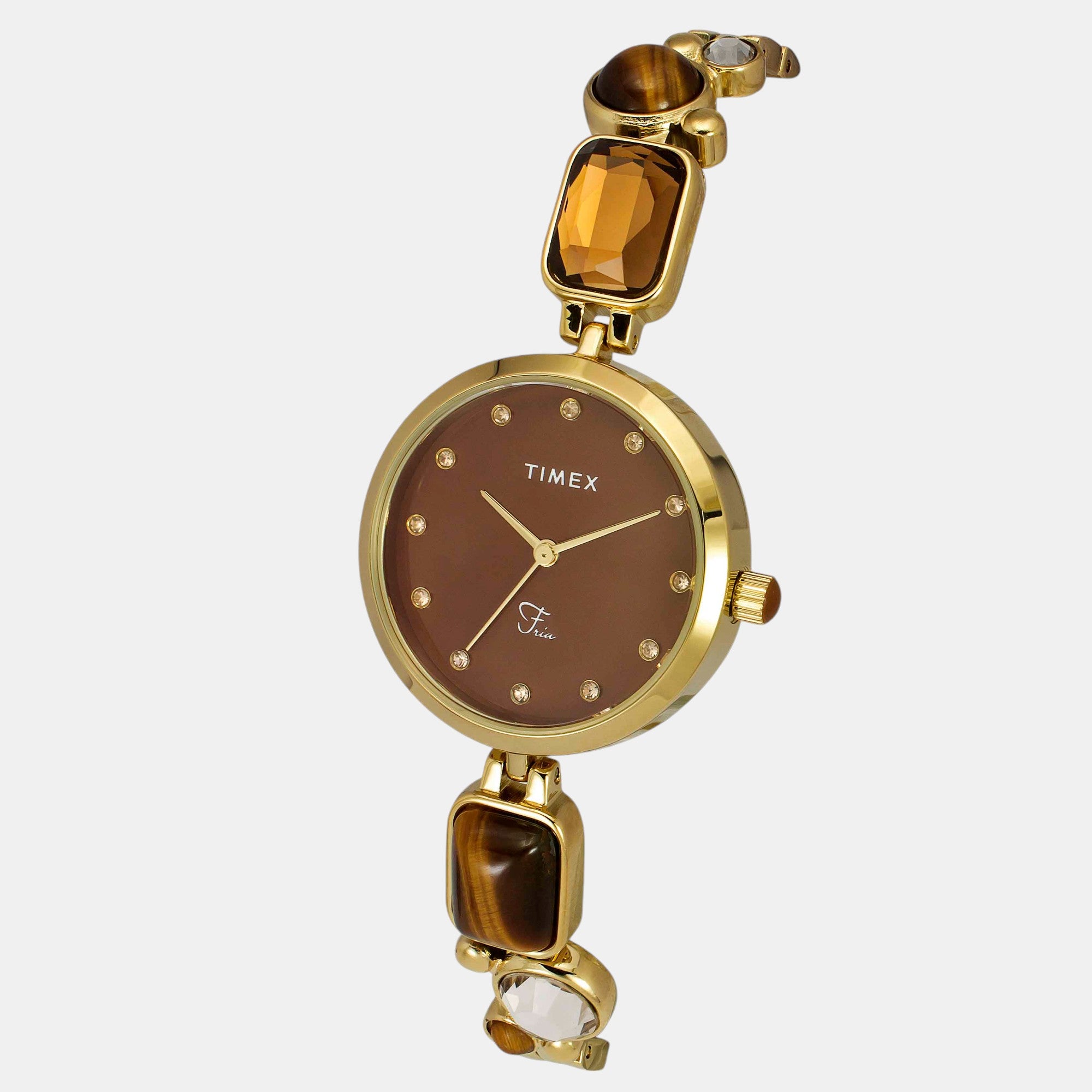 Fria Women Quartz Brown Dial Analog Brass Watch TWEL17800