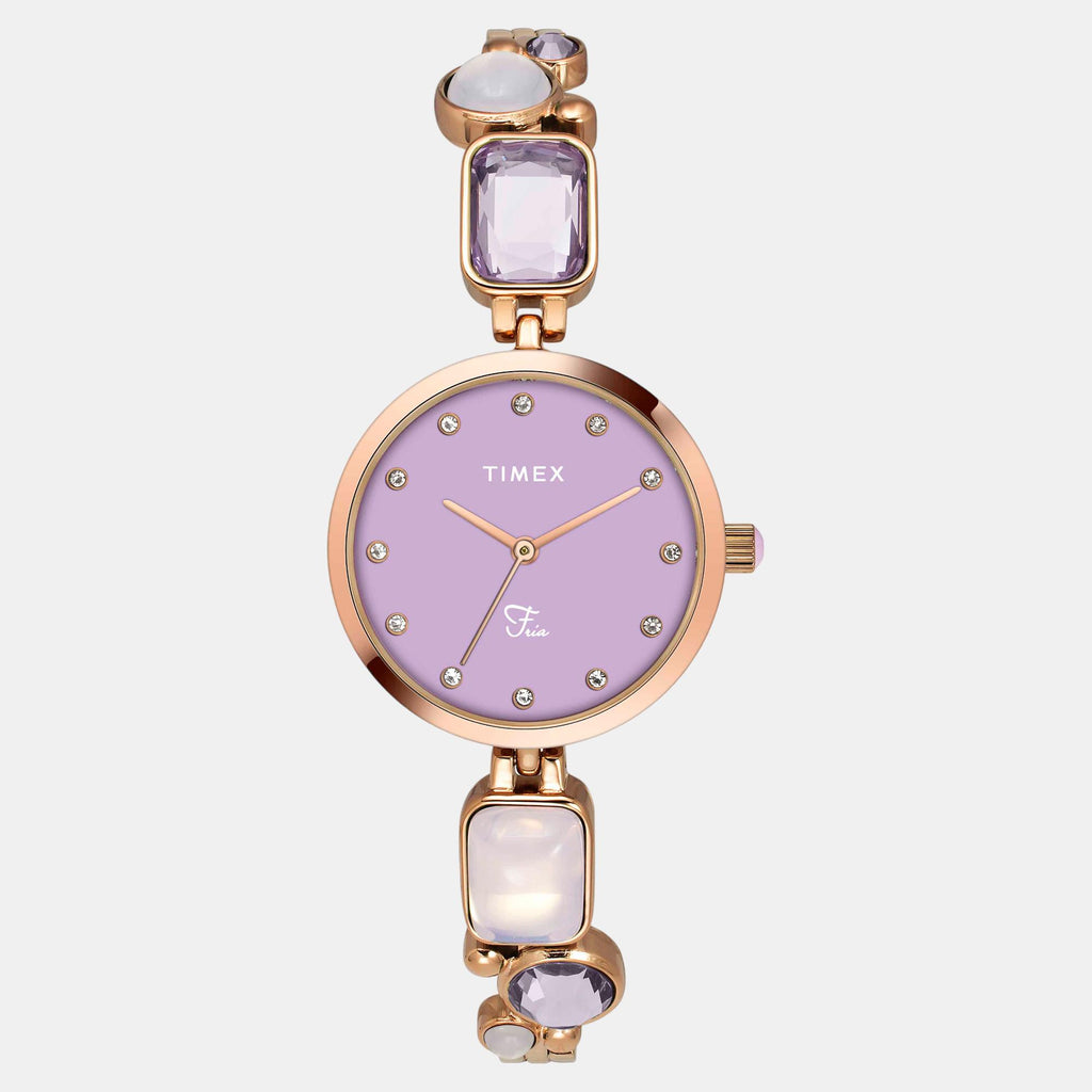 Fria Women Quartz Purple Dial Analog Brass Watch TWEL17803