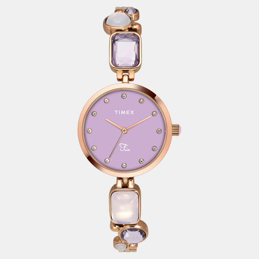 Fria Women Quartz Purple Dial Analog Brass Watch TWEL17803