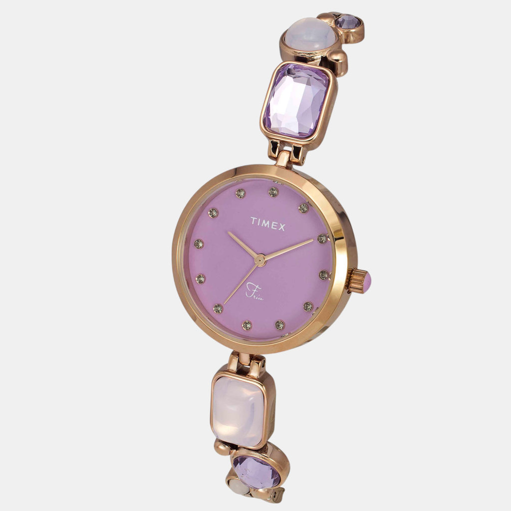 Fria Women Quartz Purple Dial Analog Brass Watch TWEL17803