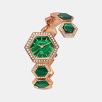 Fria Women Quartz Green Dial Analog Brass Watch TWEL17901