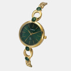 Fria Women Quartz Green Dial Analog Brass Watch TWEL18104