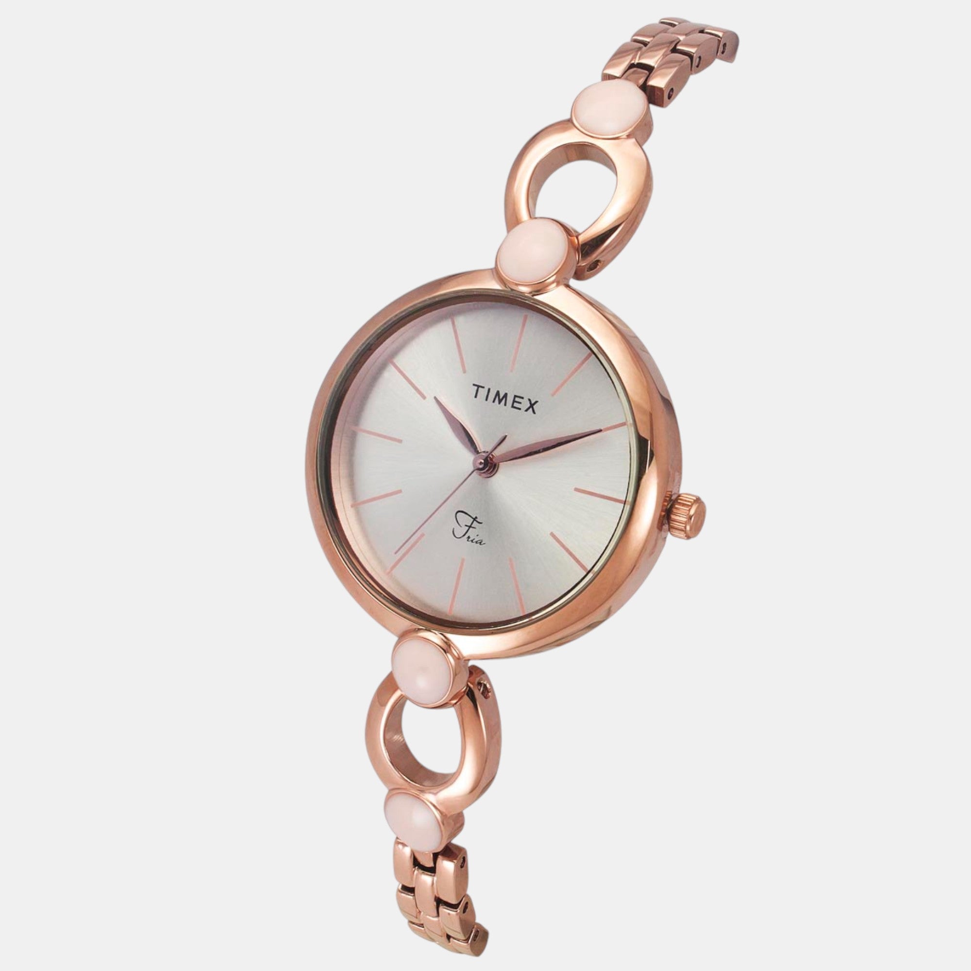 Fria Women Quartz Silver Dial Analog Brass Watch TWEL18105