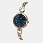 Fria Women Quartz Teal Dial Analog Brass Watch TWEL18106