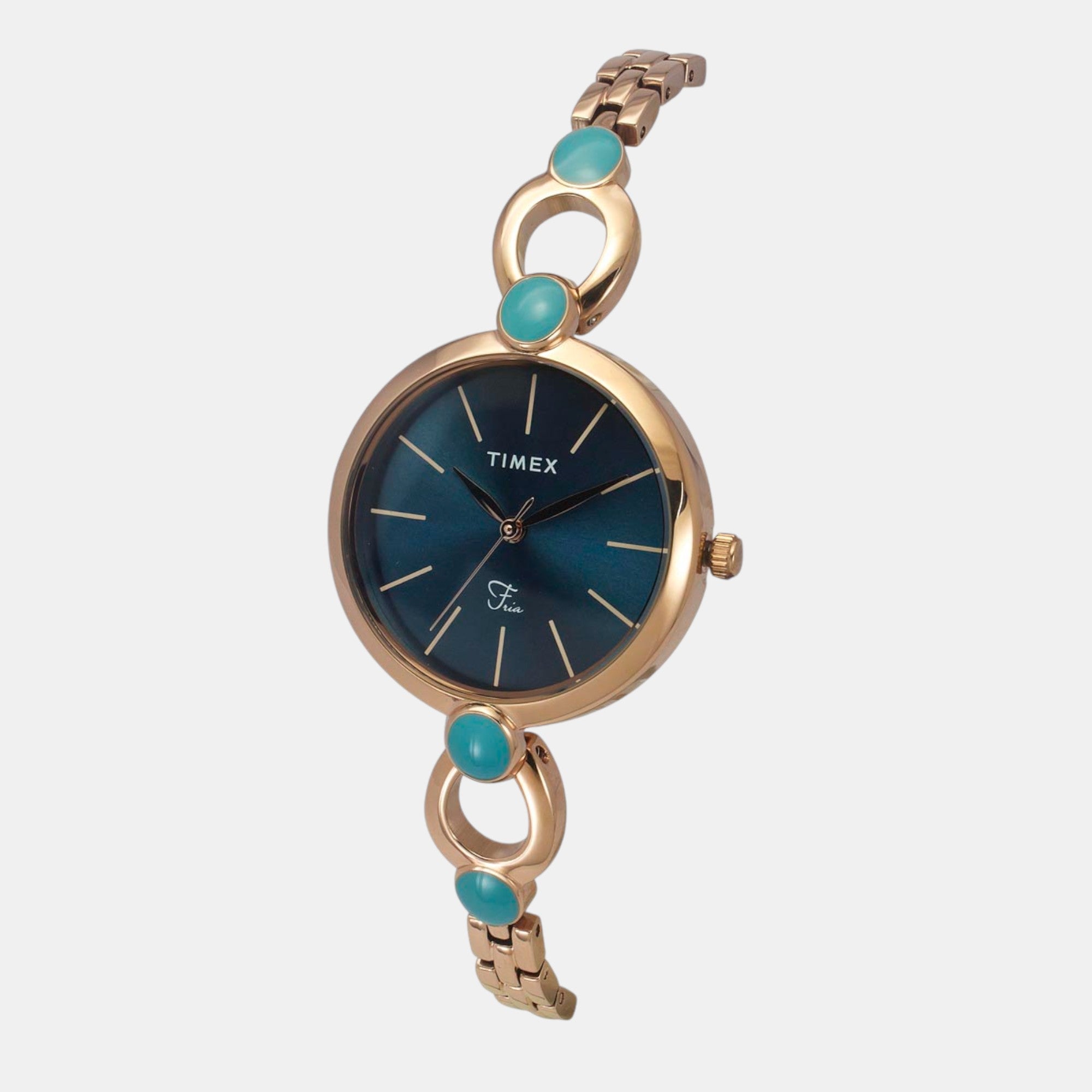 Fria Women Quartz Teal Dial Analog Brass Watch TWEL18106
