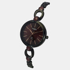 Fria Women Quartz Maroon Dial Analog Brass Watch TWEL18107