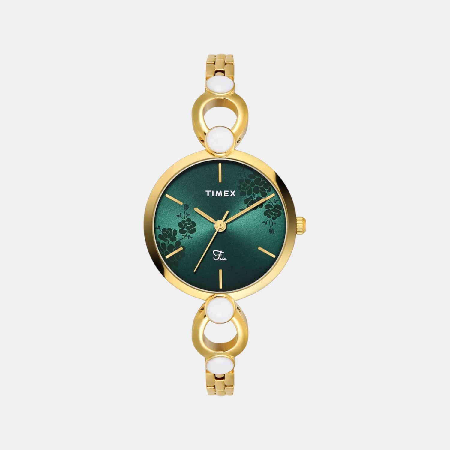 Fashion Women Quartz Green Dial Analog Brass Watch TWEL18109