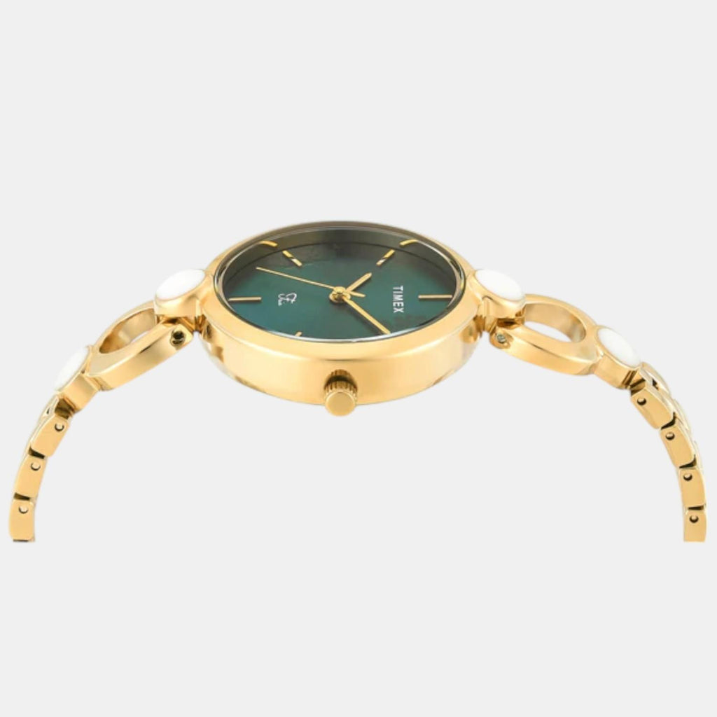 Fashion Women Quartz Green Dial Analog Brass Watch TWEL18109