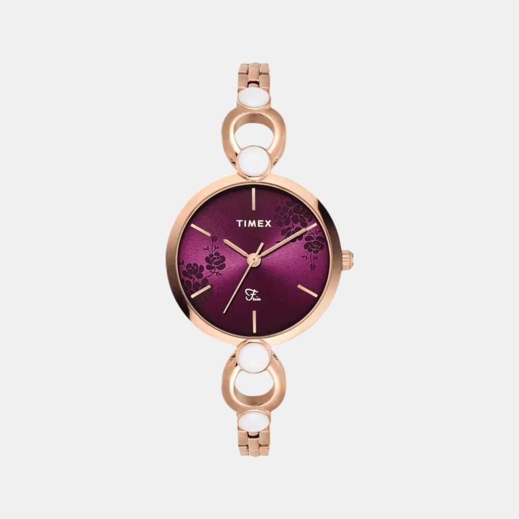 Fashion Women Quartz Magenta Dial Analog Brass Watch TWEL18110