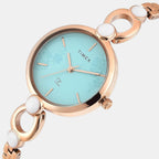 Fashion Women Quartz Blue Dial Analog Brass Watch TWEL18111