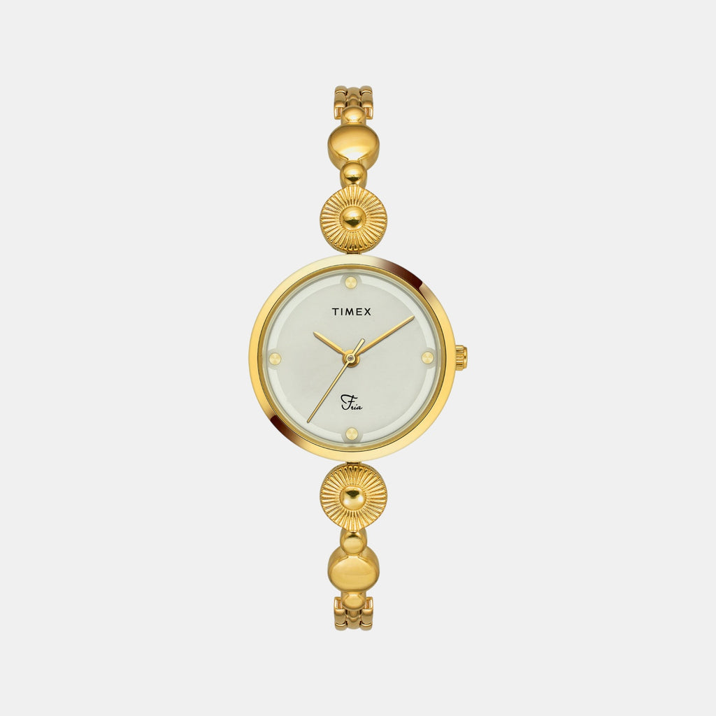 Fria Women Quartz Mother Of Pearl Dial Analog Brass Watch TWEL18200