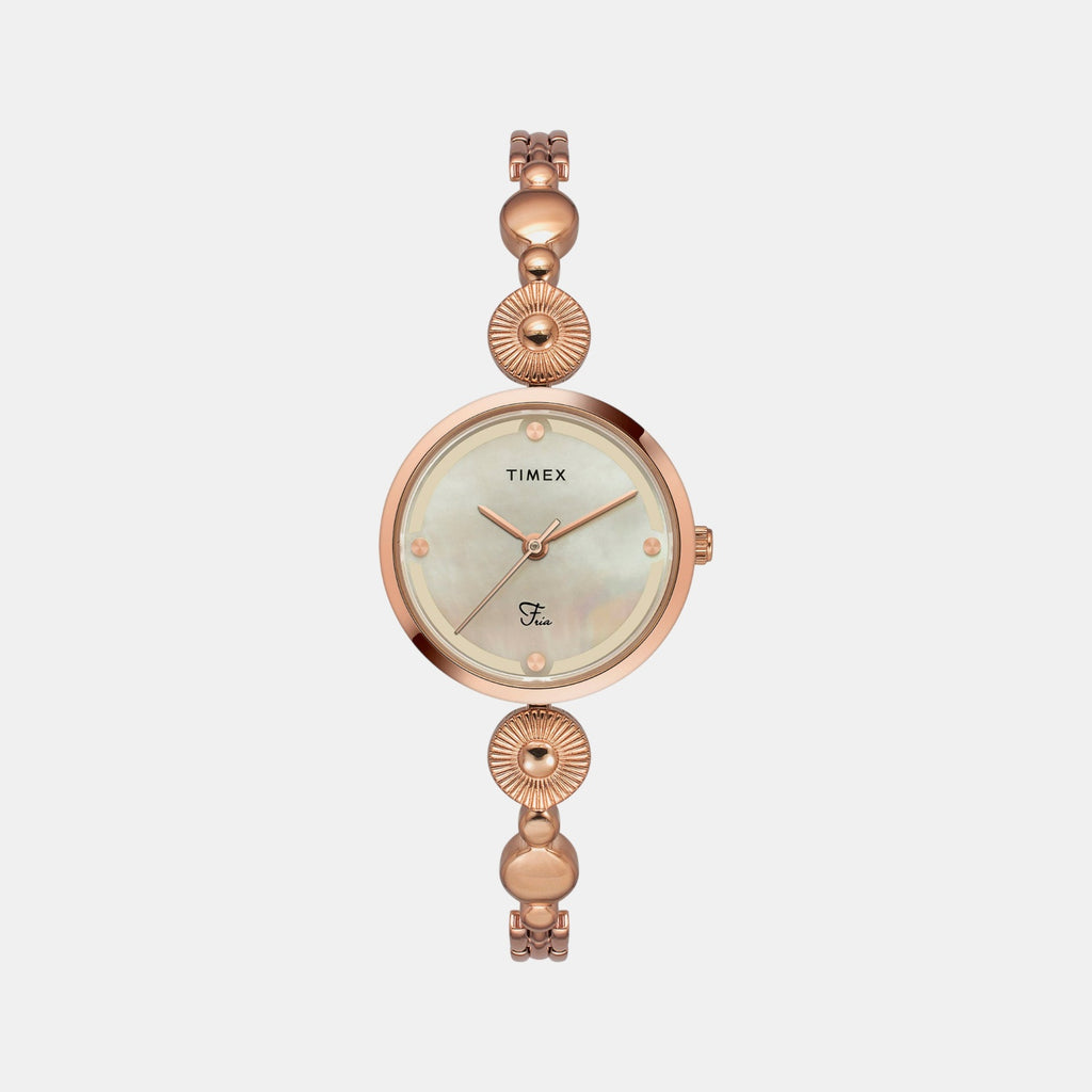 Fria Women Quartz Mother Of Pearl Dial Analog Brass Watch TWEL18201