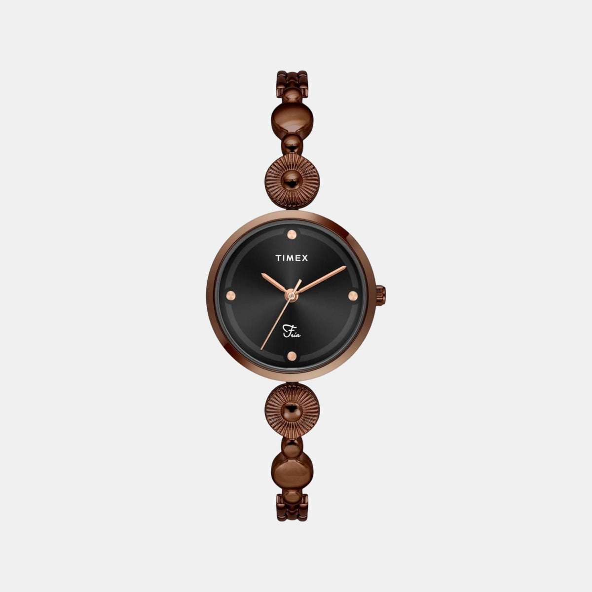 Fria Women Quartz Black Dial Analog Brass Watch TWEL18204