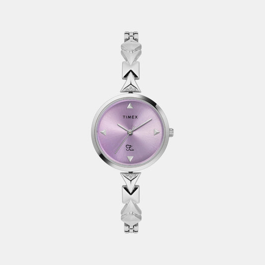 Fria Women Quartz Purple Dial Analog Brass Watch TWEL18300