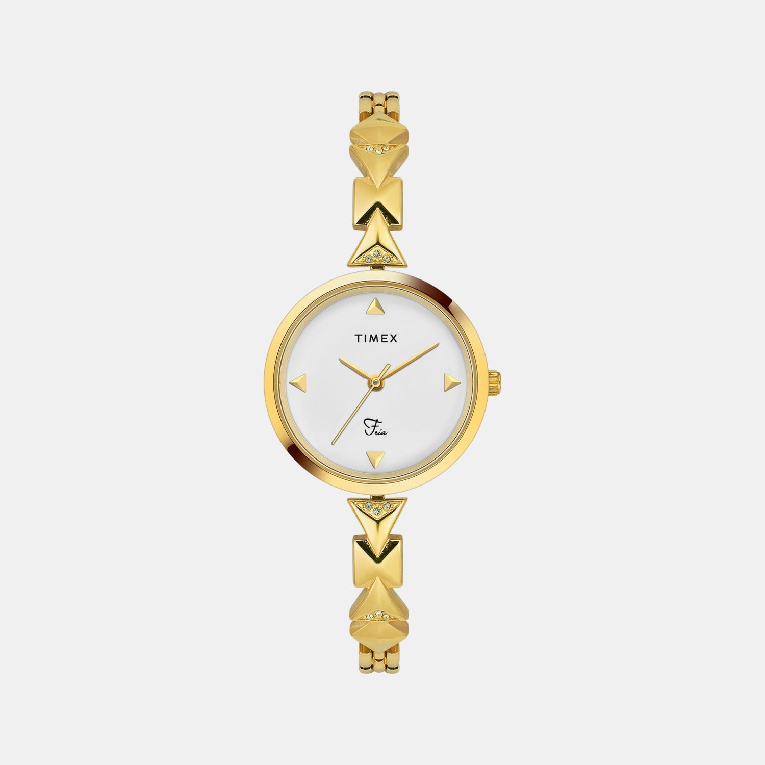 Fria Women Quartz White Dial Analog Brass Watch TWEL18301