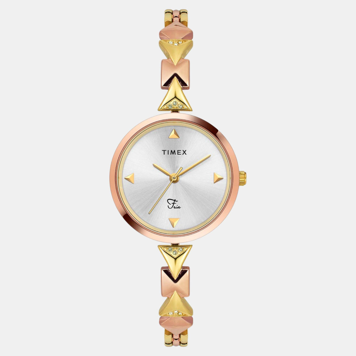 Fria Women Quartz Silver Dial Analog Brass Watch TWEL18306