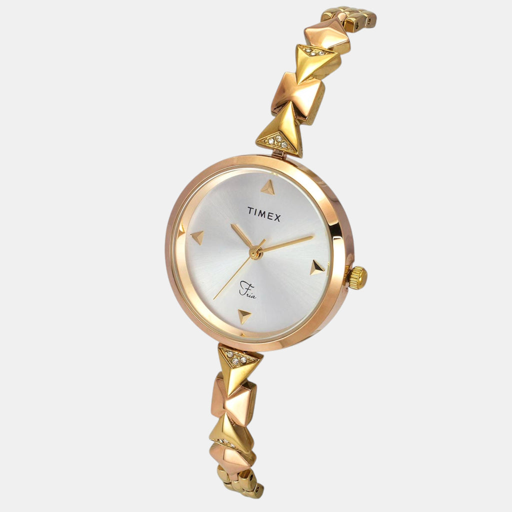Fria Women Quartz Silver Dial Analog Brass Watch TWEL18306