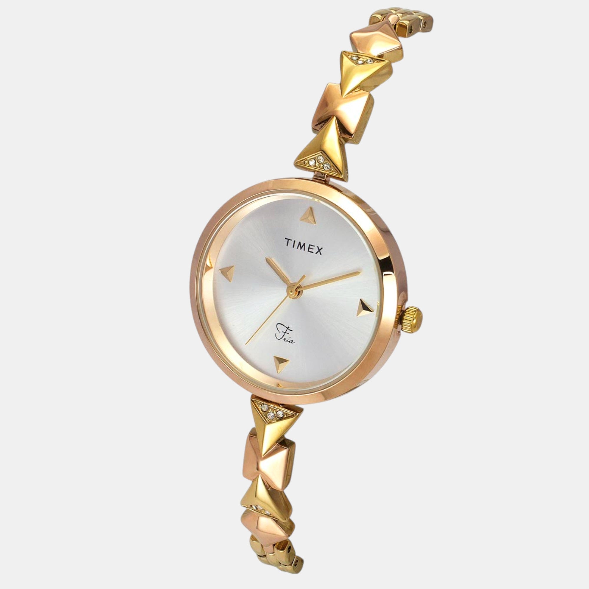 Fria Women Quartz Silver Dial Analog Brass Watch TWEL18306