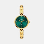 Fria Women Quartz Teal Dial Analog Brass Watch TWEL18308