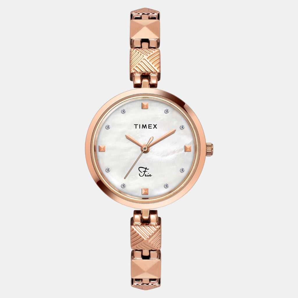 Fria Women Quartz Mother Of Pearl Dial Analog Brass Watch TWEL18309