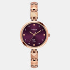 Fria Women Quartz Burgundy Dial Analog Brass Watch TWEL18310