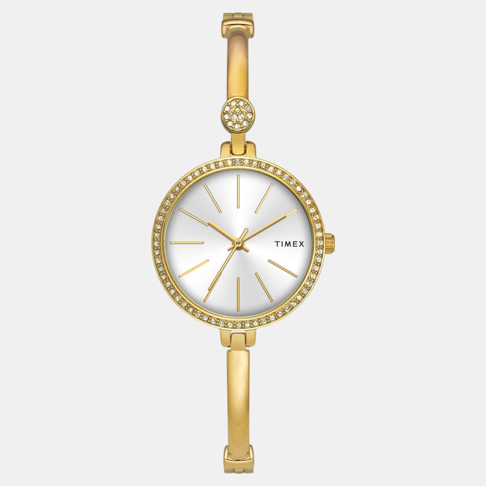 Fria Women Quartz Silver Dial Analog Brass Watch TWEL18405