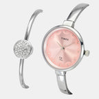 Fria Women Quartz Pink Dial Analog Brass Watch TWEL18500