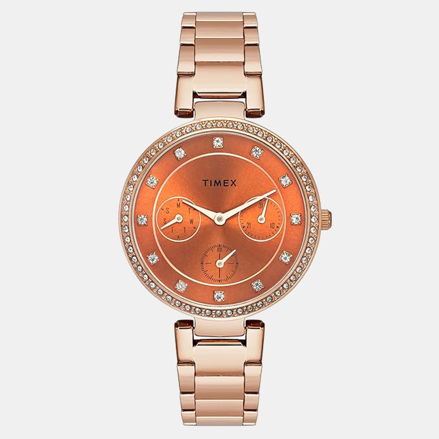 Women Quartz Orange Dial Chronograph Stainless Steel Watch TWEL18701