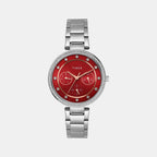 Fashion Women Quartz Red Dial Multi-Function Stainless Steel Watch TWEL18704