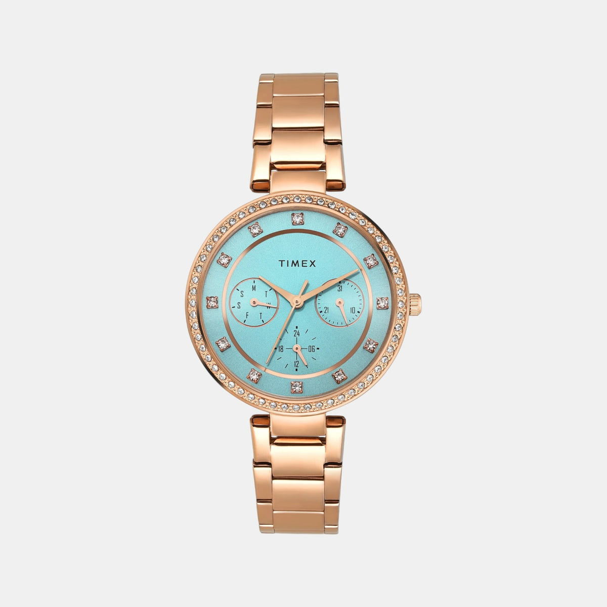 Trendline Women Quartz Blue Dial Multi-Function Stainless Steel Watch TWEL18705