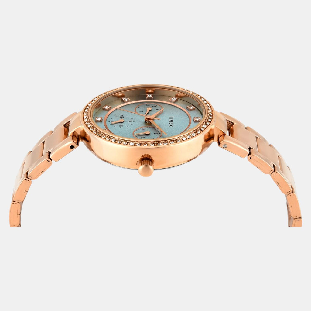 Fashion Women Quartz Blue Dial Multi-Function Stainless Steel Watch TWEL18705