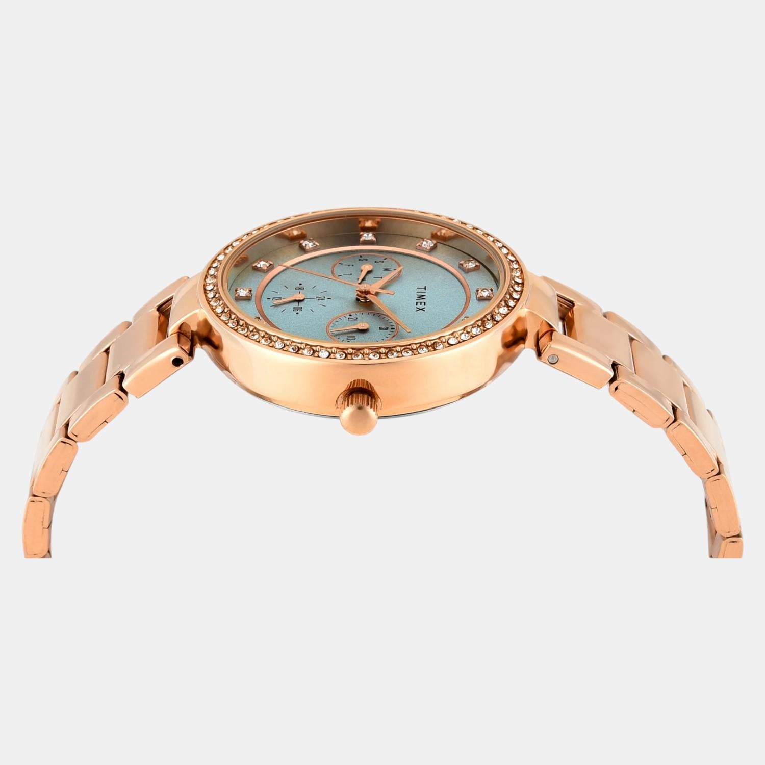 Fashion Women Quartz Blue Dial Multi-Function Stainless Steel Watch TWEL18705