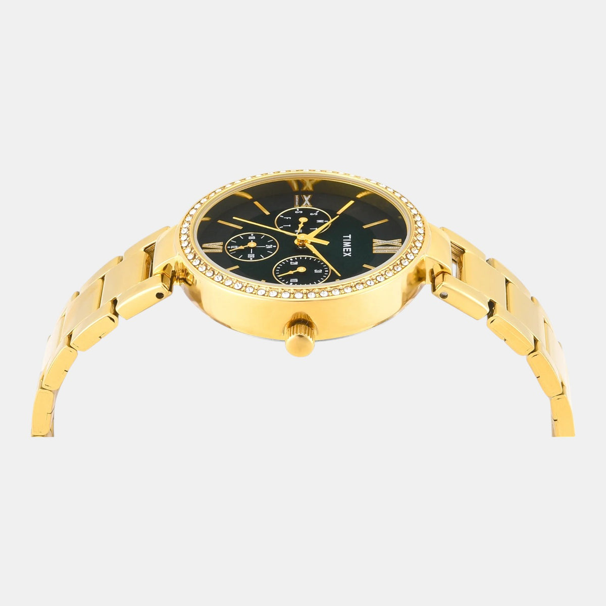 Trendline Women Quartz Green Dial Multi-Function Stainless Steel Watch TWEL18708