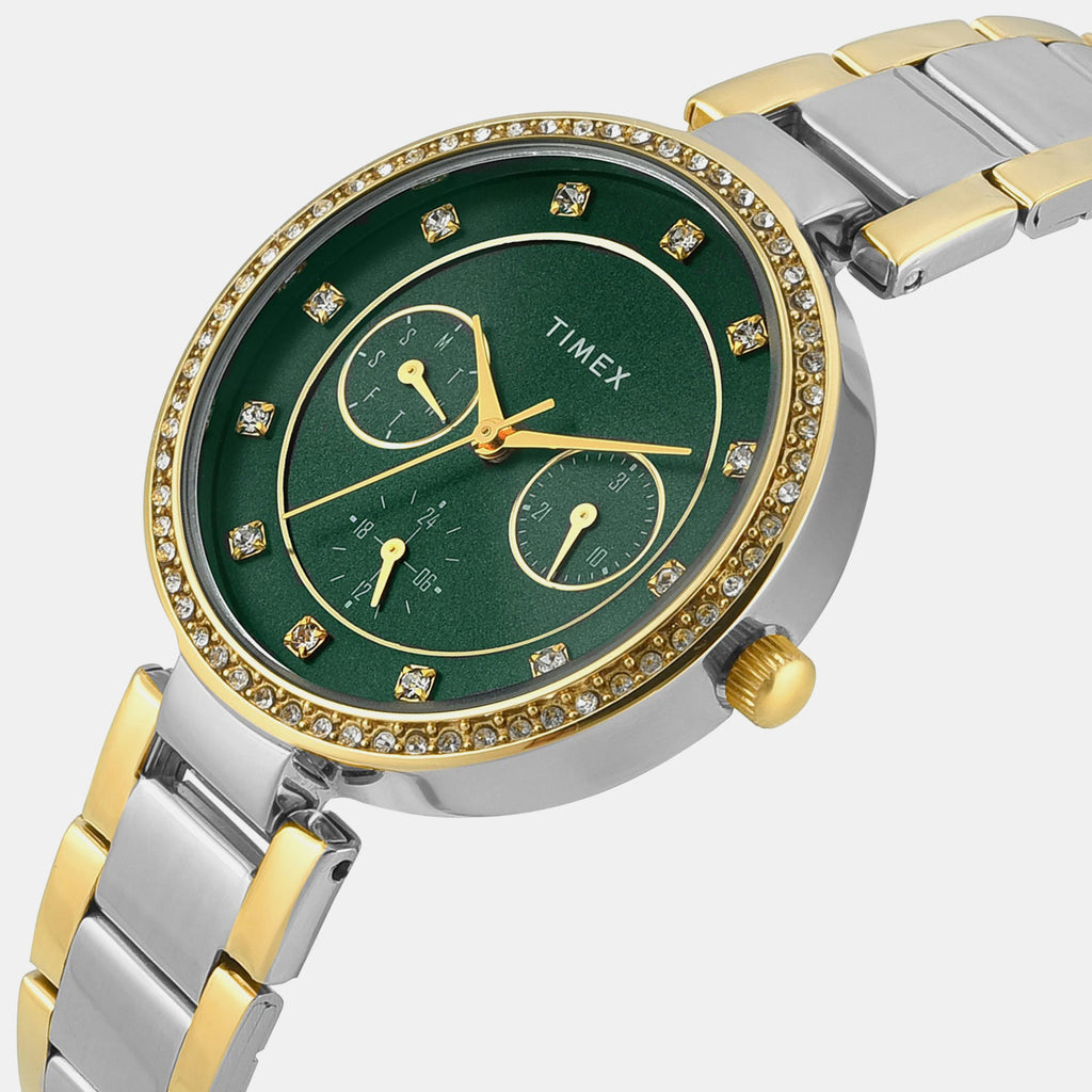 Trendline Women Quartz Green Dial Analog Stainless Steel Watch TWEL18710