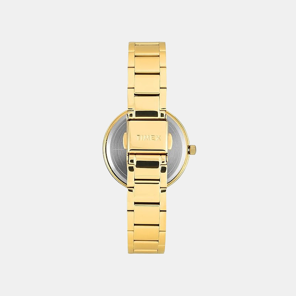 Fashion Women Quartz Champagne Dial Analog Stainless Steel Watch TWEL18715