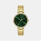 Fashion Women Quartz Green Dial Analog Stainless Steel Watch TWEL18716